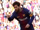 Barcelonský Lionel Messi se raduje z gólu do sít Athletic Bilbaa.