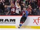 Tyson Barrie z Colorado Avalanche slaví gól do sít Detroitu Red WIngs.