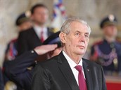 Prezident Miloš Zeman při slavnostní inauguraci ve Vladislavském sále Pražského...