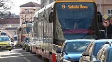 Dopravní kolaps z dvodu rekonstrukce Husitské ulice v Praze