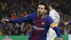 GÓL ÍSLO 100. Lionel Messi (Barcelona) slaví svj stý gól v Lize mistr. V...