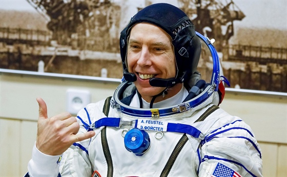Astronaut Andrew Feustel před startem na ISS 21.3.2018.