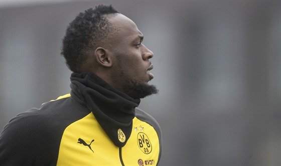 Usain Bolt na tréninku fotbalist bundesligového Dortmundu