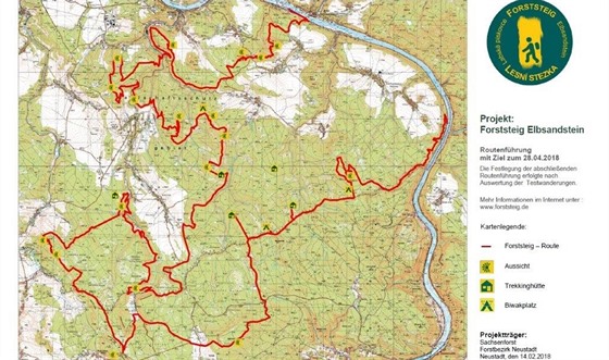 Vyznačená trasa Lesní stezky Labské pískovce.