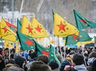 Hannover. Kurdská demonstrace proti turecké vojenské operaci v Afrínu (17....