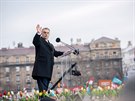 Budape. Maarský premiér Viktor Orbán na pedvolebním mítinku pi...