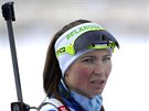 Bloruská biatlonistka Darja Domraevová ve finále Svtového poháru v ruské...
