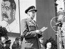 Rudolf Slnsk pi projevu na Staromstskm nmst v Praze (22. dubna 1946)