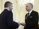 Slovenský prezident Andrej Kiska jmenuje nového premiéra Petera Pellegriniho....