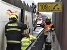 Dálnici D1 u Brna zablokovala ped stedením polednem ve smru z Prahy nehoda...
