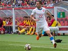eský obránce Filip Novák pi utkání China Cupu proti ín.