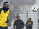 Usain Bolt na tréninku fotbalist bundesligového Dortmundu