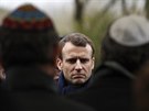 Francouzský prezident Macron na stedením pohbu Mireille Knollové (28. bezna...