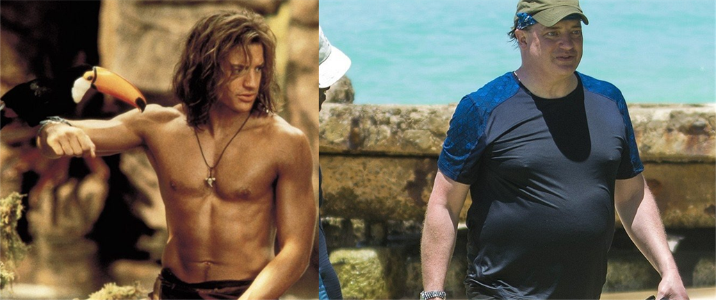 Brendan Fraser v roce 1997 ve filmu Král džungle a dnes