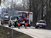 Msto tragick dopravn nehody, pi n na okraji Olomouce u kiovatky na...