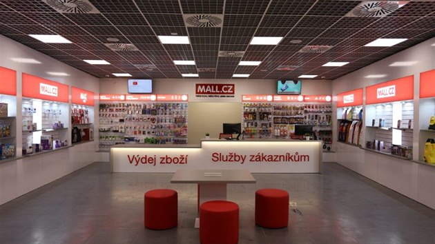 Interiér nové kamenné pobočky Mall.cz v nákupní galerii Nové Butovice
