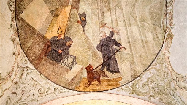 Jedna z historických fresek v klášteře Sázava