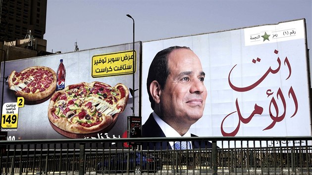 Abdal Fatth Ss byl fakticky jedinm kandidtem v egyptskch prezidentskch volbch. (19. bezna 2018)