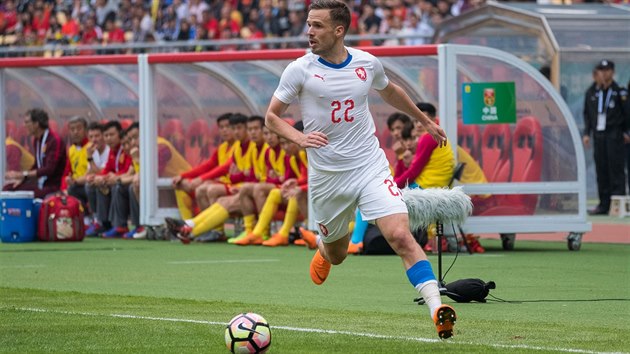 Český obránce Filip Novák při utkání China Cupu proti Číně.