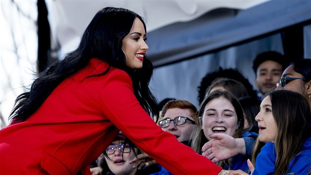 Studentských demonstrací ve Washingtonu se zúčastnila i zpěvačka Demi Lovato. (24. března 2018)