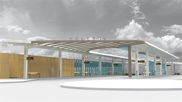 Plánovaná podoba dopravního terminálu v Holešově.