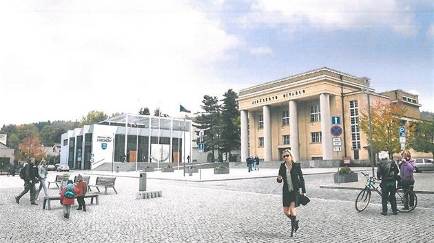 Dostavba Jiráskova divadla v Hronově podle Atelieru Tsunami.