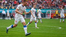 Český obránce Pavel Kadeřábek v utkání China Cupu proti Číně slaví gól.