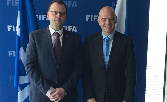 Setkání předsedy FAČR Martina Malíka s prezidentem FIFA Giannim Infantinem.