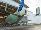 Výroba obího dopravního letounu Beluga XL ve francouzském Toulouse