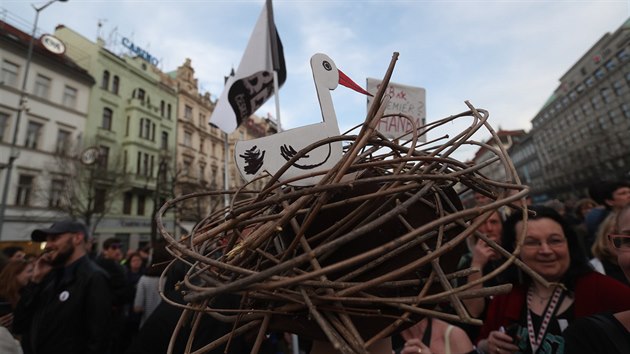 Praha 9.4..2018, Vclavsk nmst, demonstrace proti Andreji Babiovi