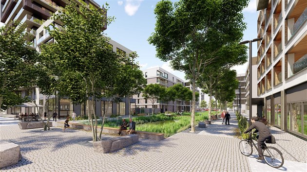 Středem nové čtvrti má procházet městský bulvár se stromořadím, vodními prvky a místy pro relaxaci.