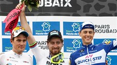 Nejrychlejí ti cyklisté závodu Paí-Roubaix: vítz Peter Sagan ze Slovenska...