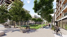 Středem nové čtvrti má procházet městský bulvár se stromořadím, vodními prvky a...