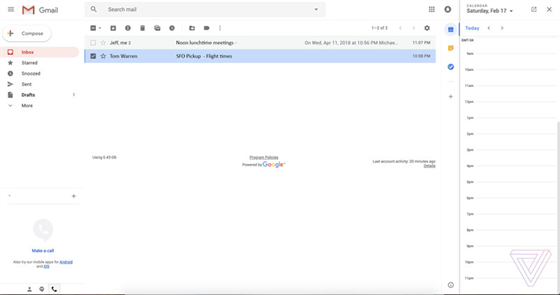 Nový vizuál gmailu vám umožní dívat se rovnou do kalendáře