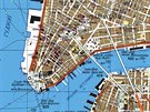 Newyorský Manhattan na detailní sovtské map.