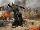 Na hranicích Pásma a Gazy protestovaly tisíce Palestinc. (13. dubna 2018)