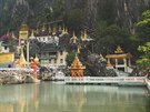 Buddhistický chrám s horkými prameny. Hpa-An, Myanmar