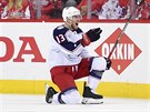 Cam Atkinson z Columbusu slaví gól.