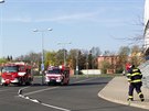 Zásah hasi u chomutovské SD Arény, z ní unikal pavek.
