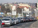 Kolony v Praze bhem doasnho uzaven tunelu Blanka (11. dubna 2018)