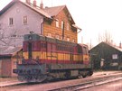 Lokomotiva 742.018.5 ve stanici Horní Slavkov