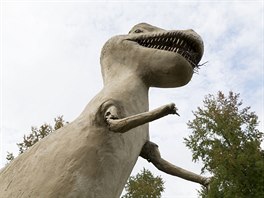 Socha dinosaura v arkansaském Mountainburgu, USA