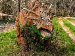 Triceratops ve Svt dinosaur v Arkansasu, USA