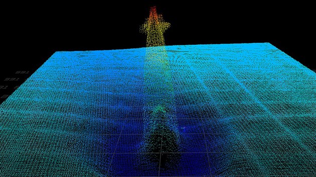 Vizualizace dat ze sonaru zobrazujc nmeckou ponorku U-3523