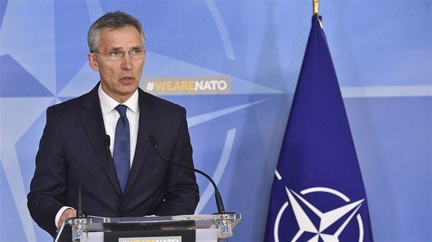 Generln tajemnk NATO Jens Stoltenberg hovo bhem tiskov konference v...