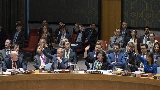 Mimodn zasedn Rady bezpenosti OSN kvli toku USA, Britnie  a Francie na cle v Srii (14. dubna 2018)