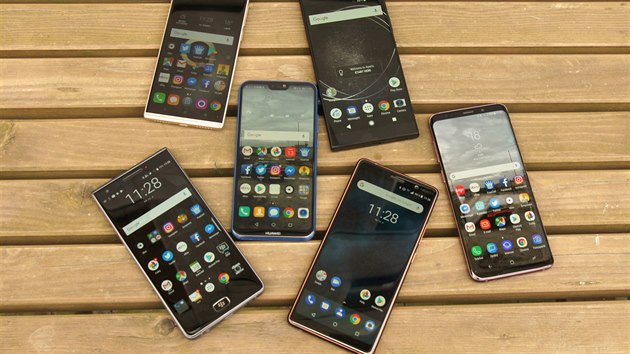 Designov originln smartphony: Alcatel 5, Huawei P20 lite, Nokia 7 Plus, Sony Xperia XA2 Ultra, BlackBerry Motion a Samsung Galaxy S9+