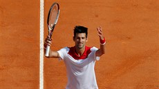 Novak Djokovi se raduje po vítzství v 1. kole turnaje v Monte Carlu.