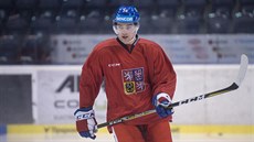 Útočník Filip Chytil na tréninku české hokejové reprezentace.