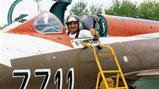 Oldřich Pelčák v MiGu-21 v době, kdy létal jako zkušební pilot v Leteckém...